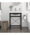 Bathroom Washbasin Frame with Built-in Basin Black Iron