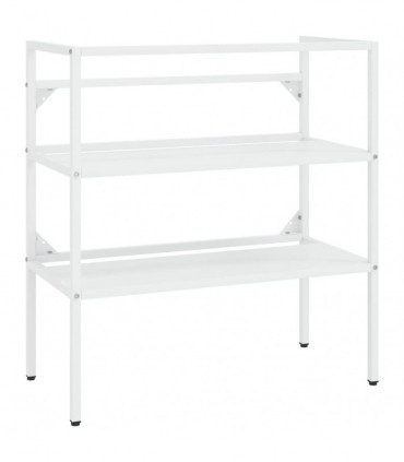 Bathroom Washbasin Frame with Built-in Basin White Iron