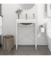 Bathroom Washbasin Frame with Built-in Basin White Iron