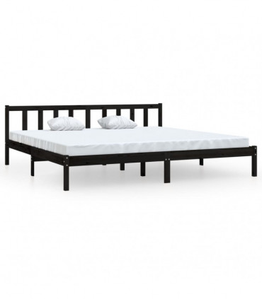 Bed Frame Black Solid Pinewood 200x200 cm