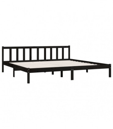 Bed Frame Black Solid Pinewood 200x200 cm