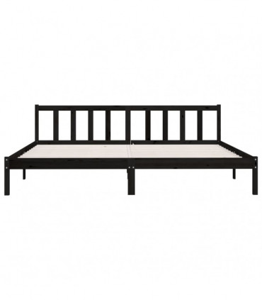 Bed Frame Black Solid Pinewood 200x200 cm
