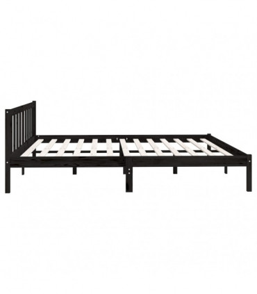 Bed Frame Black Solid Pinewood 200x200 cm
