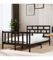 Bed Frame Black Solid Wood Pine 135x190 cm 4FT6 Double