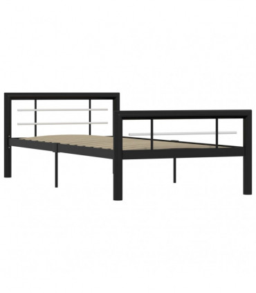 Bed Frame Black and White Metal 90x200 cm