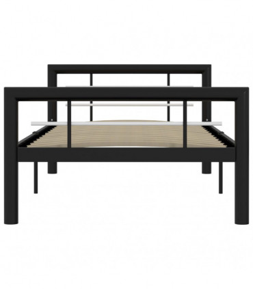 Bed Frame Black and White Metal 90x200 cm