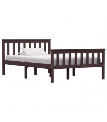 Bed Frame Dark Brown Solid Pinewood 120 x 190 cm