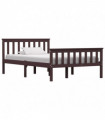 Bed Frame Dark Brown Solid Pinewood 120 x 190 cm