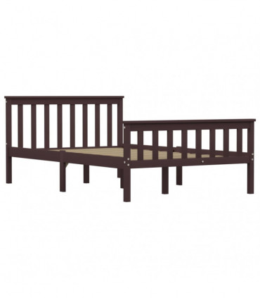 Bed Frame Dark Brown Solid Pinewood 120 x 190 cm
