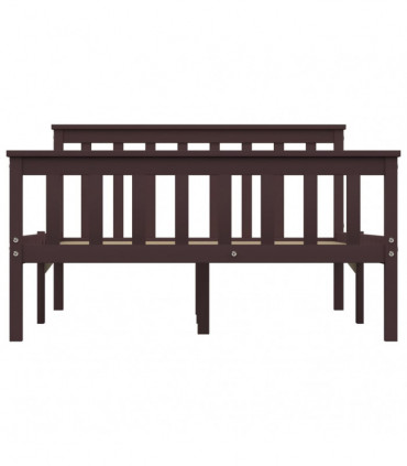 Bed Frame Dark Brown Solid Pinewood 120 x 190 cm