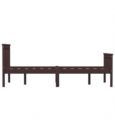 Bed Frame Dark Brown Solid Pinewood 120 x 190 cm