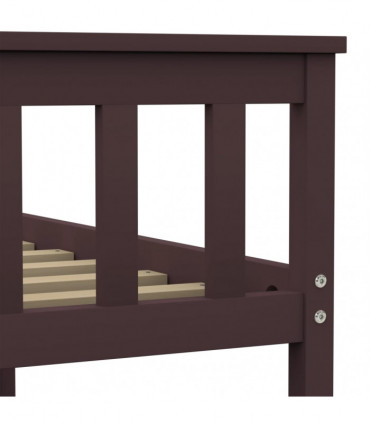 Bed Frame Dark Brown Solid Pinewood 120 x 190 cm