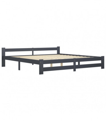 vidaXL Bed Frame Dark Grey Solid Pine Wood 200x200 cm