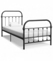 Bed Frame Grey Metal 90x200 cm