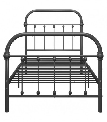 Bed Frame Grey Metal 90x200 cm