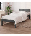 Bed Frame Grey Solid Wood Pine 90x200 cm Single