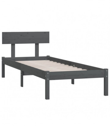Bed Frame Grey Solid Wood Pine 90x200 cm Single