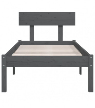 Bed Frame Grey Solid Wood Pine 90x200 cm Single