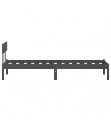 Bed Frame Grey Solid Wood Pine 90x200 cm Single