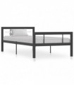Bed Frame Grey and White Metal 100x200 cm