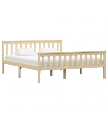 Bed Frame Light Wood Solid Pinewood 160x200 cm