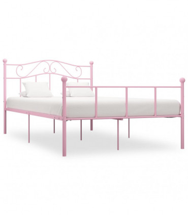 Bed Frame Pink Metal 160x200 cm