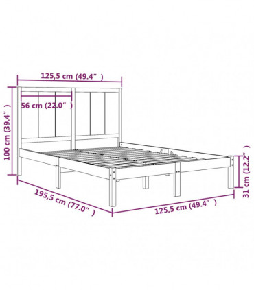 Bed Frame Solid Wood Pine 120x190 cm 4FT Small Double