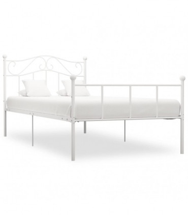 Bed Frame White Metal 100x200 cm