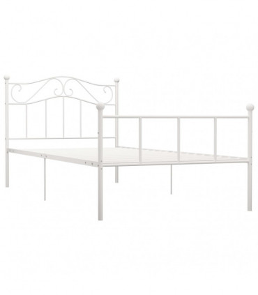 Bed Frame White Metal 100x200 cm