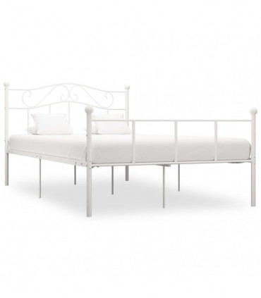 Bed Frame White Metal 160x200 cm