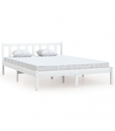 Bed Frame White Solid Pinewood 120x200 cm
