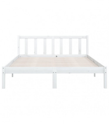 Bed Frame White Solid Pinewood 120x200 cm