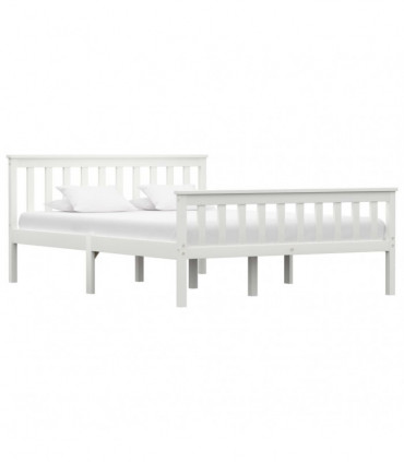 Bed Frame White Solid Pinewood 135 x 190 cm