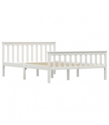 Bed Frame White Solid Pinewood 135 x 190 cm