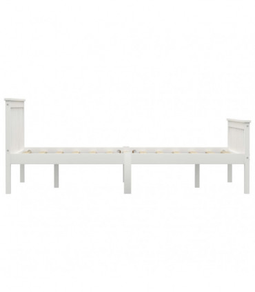 Bed Frame White Solid Pinewood 135 x 190 cm