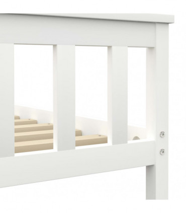 Bed Frame White Solid Pinewood 135 x 190 cm