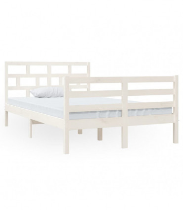 Bed Frame White Solid Wood 120x200 cm 4FT Small Double