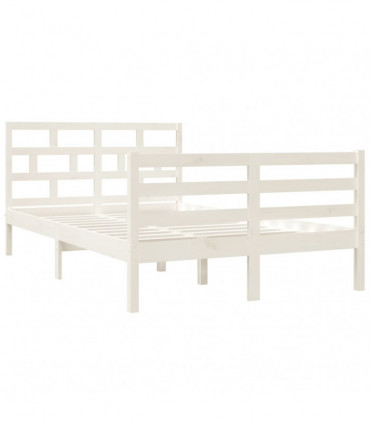 Bed Frame White Solid Wood 120x200 cm 4FT Small Double