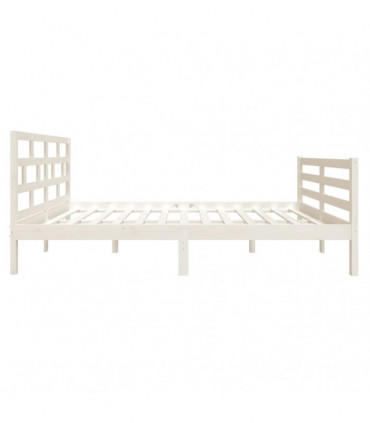 Bed Frame White Solid Wood 120x200 cm 4FT Small Double