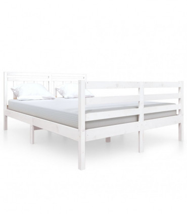 Bed Frame White Solid Wood 140x190 cm