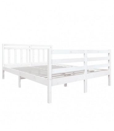 Bed Frame White Solid Wood 140x190 cm