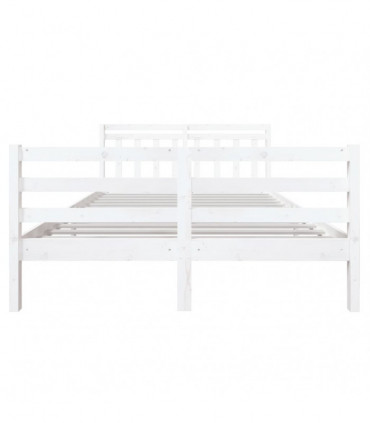 Bed Frame White Solid Wood 140x190 cm