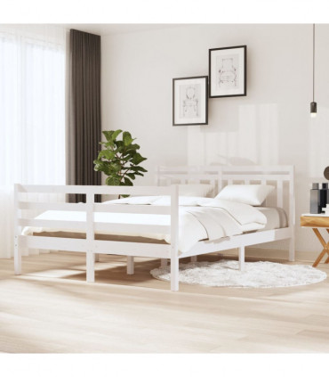 vidaXL Bed Frame White 135x190 cm Double Solid Wood