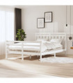 Bed Frame White Solid Wood 150x200 cm 5FT King Size