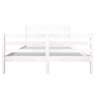 Bed Frame White Solid Wood 150x200 cm 5FT King Size