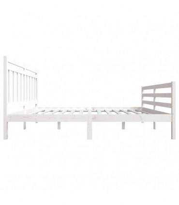 Bed Frame White Solid Wood 150x200 cm 5FT King Size