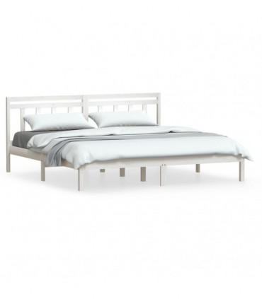 Bed Frame White Solid Wood 180x200 cm 6FT Super King