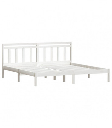 Bed Frame White Solid Wood 180x200 cm 6FT Super King