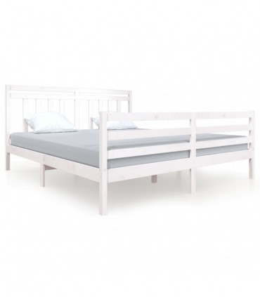 Bed Frame White Solid Wood 180x200 cm 6FT Super King