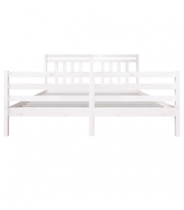 Bed Frame White Solid Wood 180x200 cm 6FT Super King